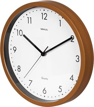 Maul MAUL wandklok Grain, quartz, diameter 31 cm, kunststof kader, donker hout