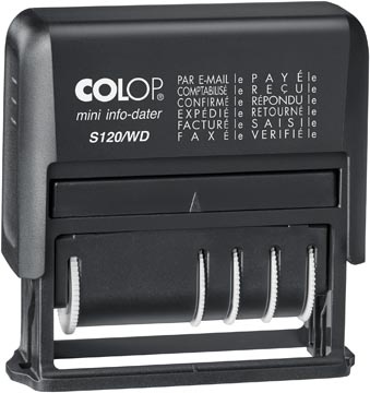 Colop Colop tekststempel Mini-Info Dater S 120/WD, met datum en 12 verschillende woorden, frans