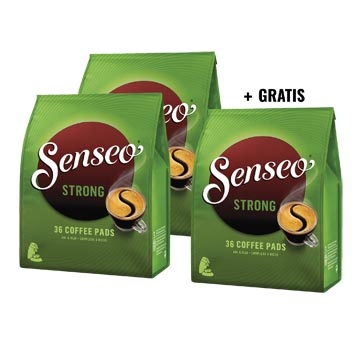 Merkloos ACTIE SENSEO: 2 + 1 GRATIS: Senseo Strong, zakje van 36 koffiepads