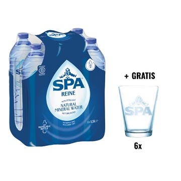 Spa Reine ACTIE SPA: 1 x Spa Reine water, fles van 1,5 liter, pak van 6 stuks + 1 x Spa glas, 6 stuks