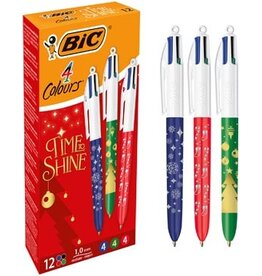 Bic Bic 4-kleurenbalpen Time to Shine, geassorteerde kleuren, doos van 12 stuks