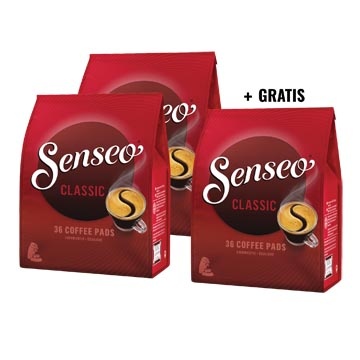 Douwe Egberts ACTIE SENSEO: 2 + 1 GRATIS: Senseo Classic, zakje van 36 koffiepads