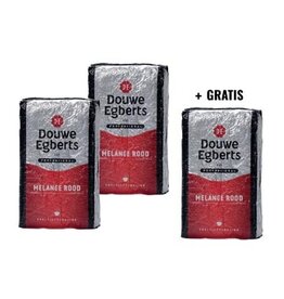 Merkloos ACTIE DOUWE EGBERTS: 2 +1 GRATIS: Gemalen koffie voor snelfilters Rood, pak van 1 kg