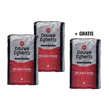 Merkloos ACTIE DOUWE EGBERTS: 2 +1 GRATIS: Gemalen koffie voor snelfilters Rood, pak van 1 kg