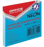 Office Products OFFICE products memoblok Neon, 76 x 76 mm, 100 vel, neonblauw