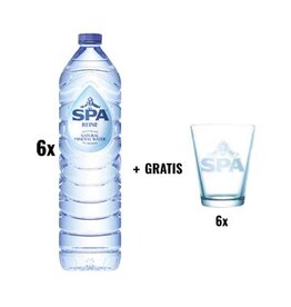 Spa Reine ACTIE SPA: 1 x Spa Reine water, fles van 1,5 liter, pak van 6 stuks + 1 x Spa glas, 6 stuks
