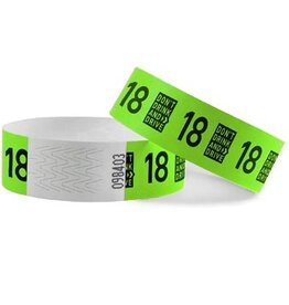 Combicraft Combicraft polsbandjes Tyvek, don't drink and drive, 18, groen, pak van 100 stuks