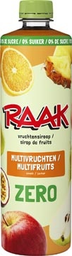 Raak Raak siroop multivruchten Zero Sugar, fles van 75 cl