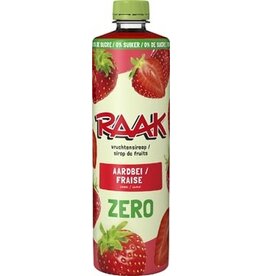 Raak Raak siroop aardbei Zero Sugar, fles van 75 cl