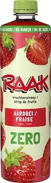 Raak Raak siroop aardbei Zero Sugar, fles van 75 cl