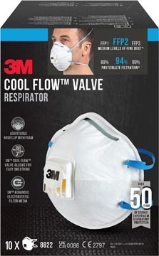 3M 3M Cool Flow stofmasker, FFP2, met ventiel, pak van 10 stuks