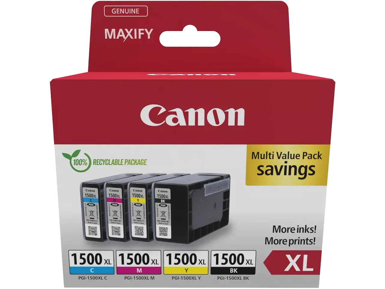 Canon Canon inktcartridge PGI-1500XL, 1.020 - 1.200 pagina's, OEM 9182B010, 4 kleuren