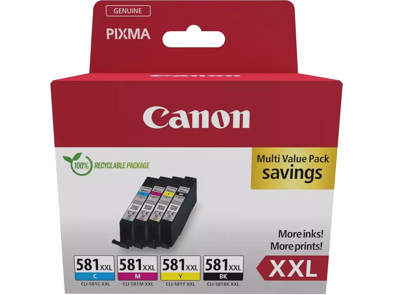 Canon Canon inktcartridge CLI-581 XXL, 282 - 858 foto's, OEM 1998C007, 4 kleuren