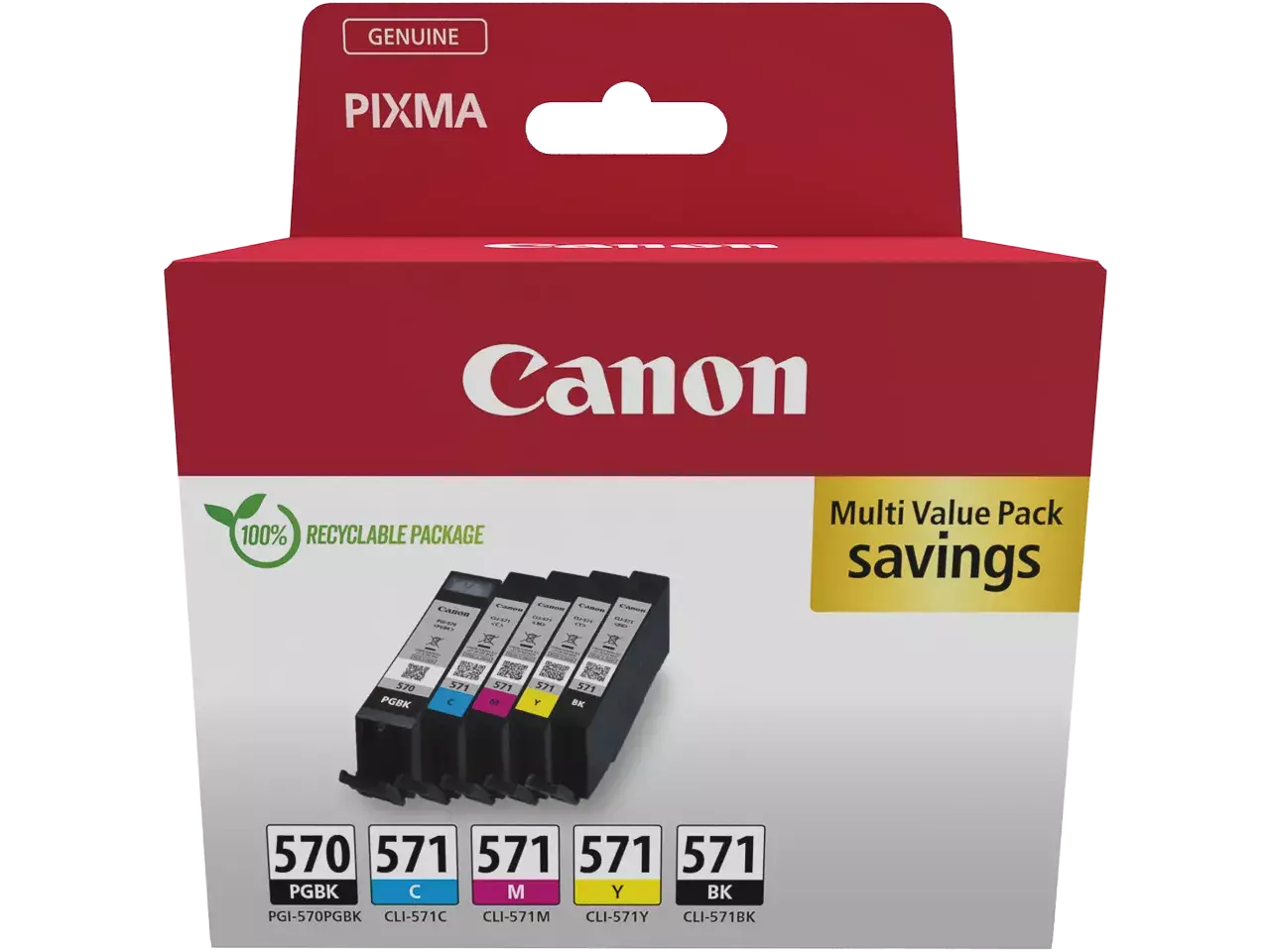Canon Canon inktcartridge 1 x PGI-570 + 1 x CLI-571, 182 - 398 foto's, OEM 0372C006, 5 kleuren