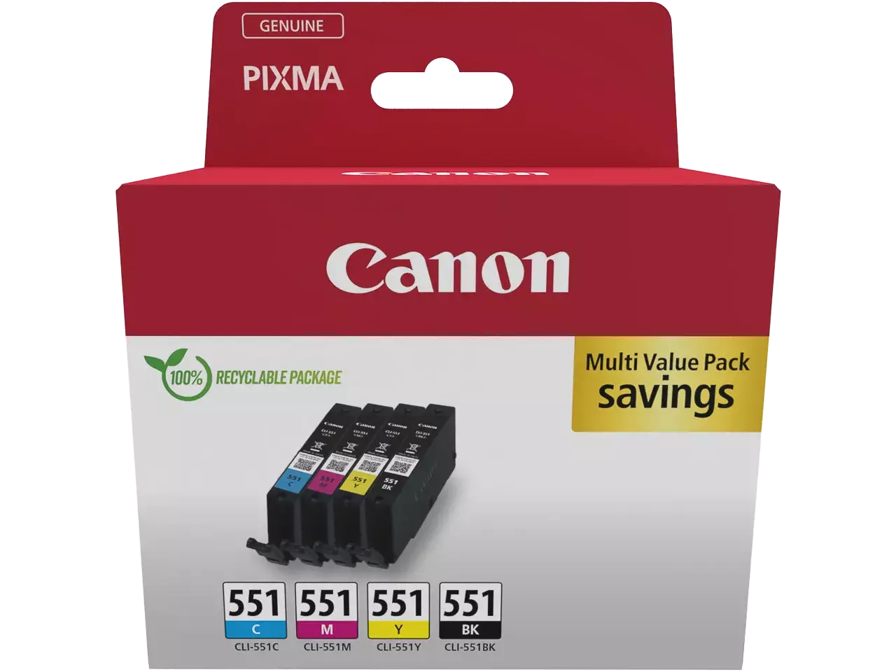 Canon Canon inktcartridge CLI-551, 300-500 pagina's, OEM 6509B016, 4 kleuren