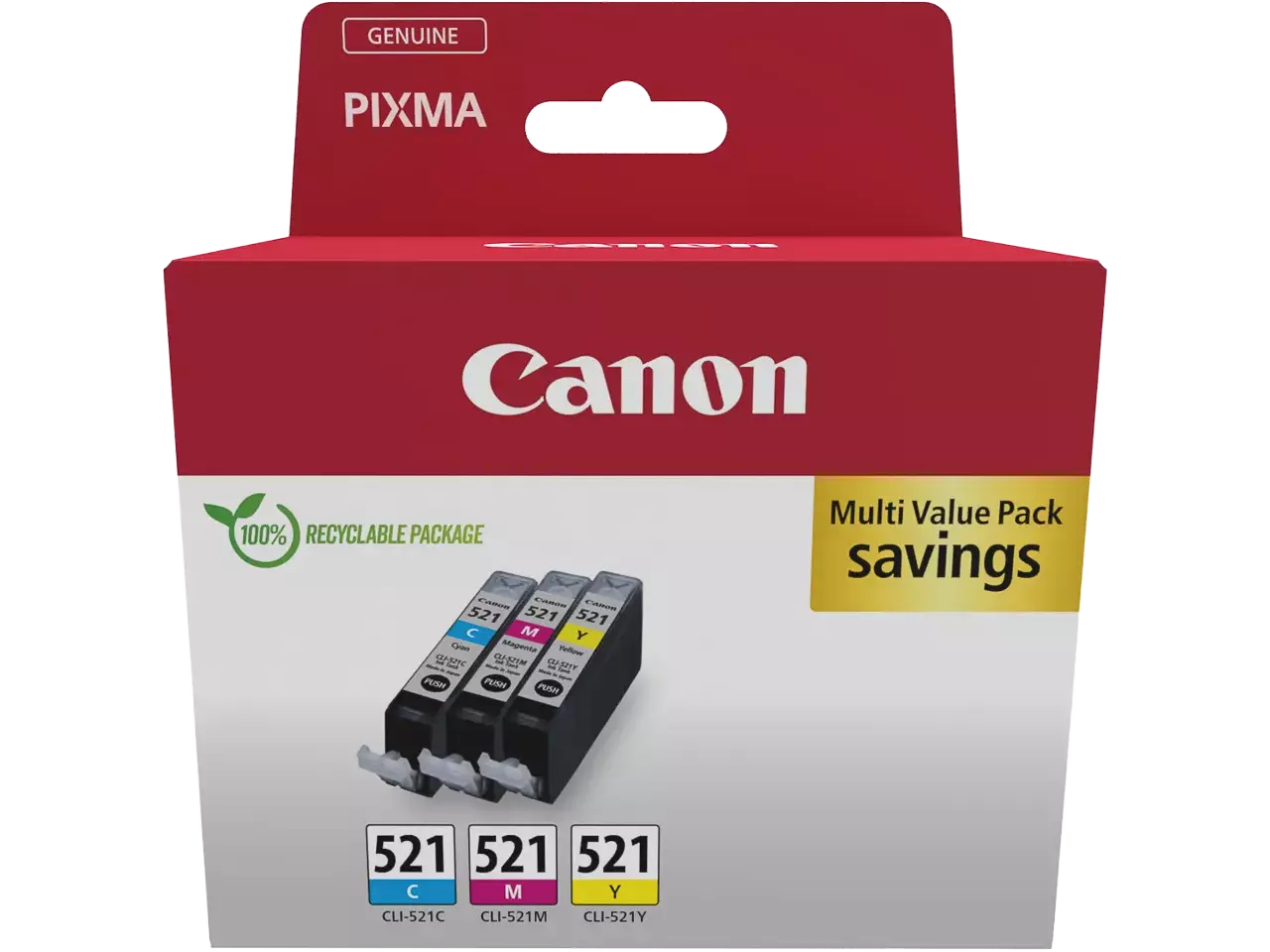 Canon Canon inktcartridge CLI-521, 446 pagina's, OEM 2934B016, 3 kleuren