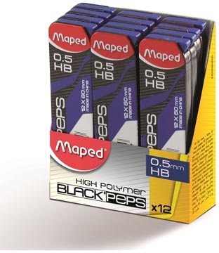 Maped Maped Black'peps potloodstiften, 0,5 mm, HB, doos van 12 stuks