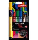 Stabilo STABILO Pen 68 viltstift MAX ARTY, etui van 6 stuks, assorti