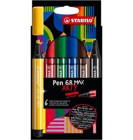 Stabilo STABILO Pen 68 viltstift MAX ARTY, etui van 6 stuks, assorti