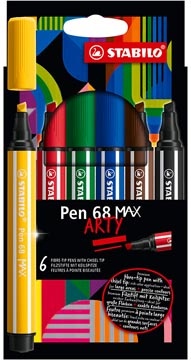 Stabilo STABILO Pen 68 viltstift MAX ARTY, etui van 6 stuks, assorti