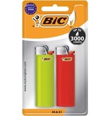 Bic BIC Maxi vuursteen aansteker, blister van 2 stuks in geassorteerde kleuren