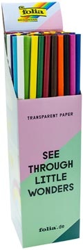 Folia Transparantpapier, display van 100 rol in geassorteerde kleuren