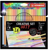 Stabilo STABILO Pen 68 viltstift + Point 88 fineliner ARTY, etui van 24 stuks, assorti