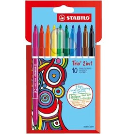 Stabilo STABILO Trio 2-in-1 viltstift, etui van 10 stuks in geassorteerde kleuren