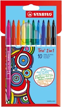 Stabilo STABILO Trio 2-in-1 viltstift, etui van 10 stuks in geassorteerde kleuren