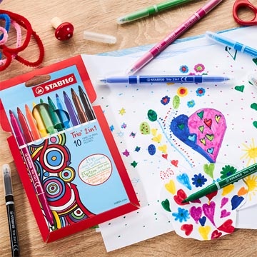 Stabilo STABILO Trio 2-in-1 viltstift, etui van 10 stuks in geassorteerde kleuren