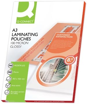 Q-CONNECT Q-CONNECT lamineeretui, A3, 2 x 100 micron, 100 stuks