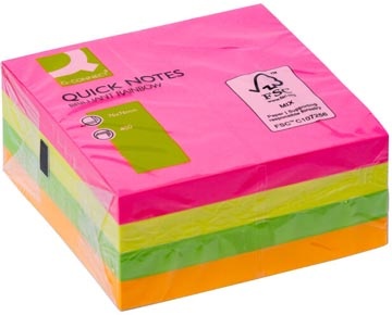 Q-CONNECT Q-CONNECT Quick Notes, ft 76 x 76 mm, 400 vel, geassorteerde neonkleuren