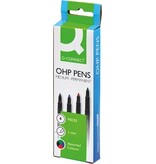 Q-CONNECT Q-CONNECT OHP marker, permanent, medium, set van 4 stuks in geassorteerde kleuren