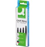 Q-CONNECT Q-CONNECT OHP marker, permanent, fijn, set van 4 stuks in geassorteerde kleuren