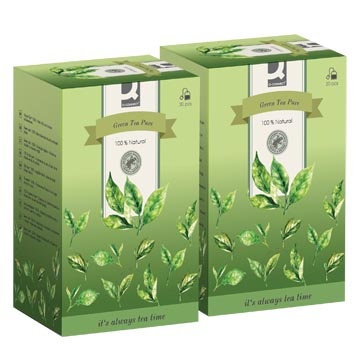 Q-CONNECT ACTIE: 2de aan verlaagde prijs: thee, Green tea pure, 20 zakjes (ref. KF10246)