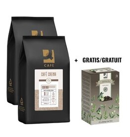 Q-CONNECT ACTIE Q-CONNECT: 2 x koffiebonen Café Crema, 1 kg + GRATIS 1 x thee, earl grey, 20 zakjes