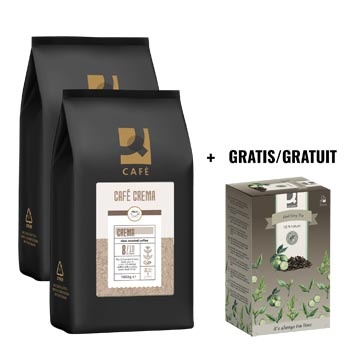 Q-CONNECT ACTIE Q-CONNECT: 2 x koffiebonen Café Crema, 1 kg + GRATIS 1 x thee, earl grey, 20 zakjes