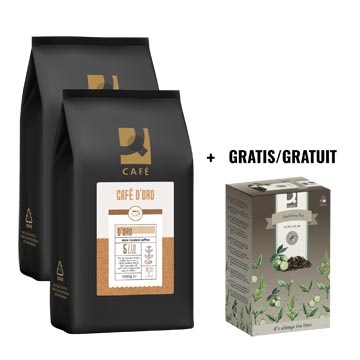 Q-CONNECT ACTIE Q-CONNECT: 2 x koffiebonen Café D'Oro, 1 kg + GRATIS 1 x thee, earl grey, 20 zakjes