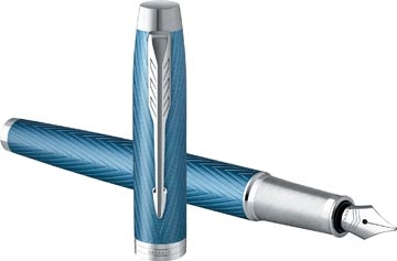 Parker Parker IM Premium vulpen, fijn, in giftbox, blue (blauw/zilver)