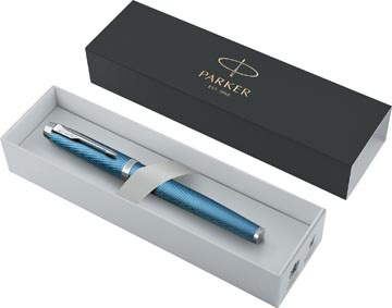 Parker Parker IM Premium vulpen, fijn, in giftbox, blue (blauw/zilver)