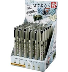 Sakura Sakura fineliner Pigma Micron zwart, display met 36 stuks met geassorteerde schrijfbreedtes