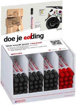 Edding Edding permanent marker 3000, zwart en rood, display van 48 stuks