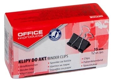Office Products OFFICE products foldbackclip, zwart, 15 mm, doos van 12 stuks — levering per 12
