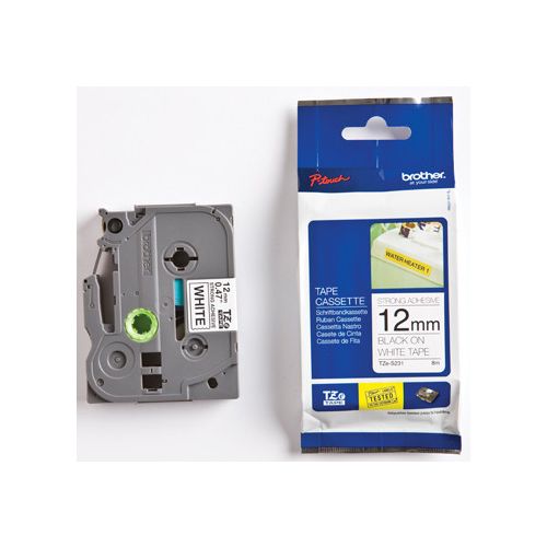 Brother Brother TZe tape voor P-Touch 12 mm, zwart op wit, extra klevend