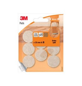 3M 3M beschermende vloerpads, uit vilt, diameter 25 mm, blister van 8 stuks