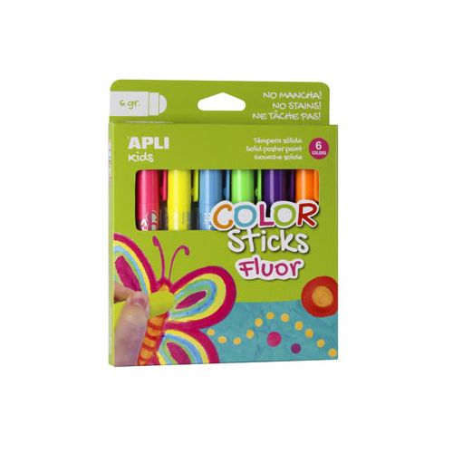 Apli Kids Apli Kids color sticks fluor, blister met 6 stuks