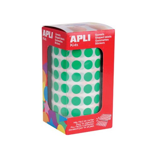 Apli Kids Apli Kids stickers op rol, cirkel diameter 10,5 mm, groen