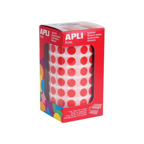 Apli Kids Apli Kids stickers op rol, cirkel diameter 10,5 mm, rood