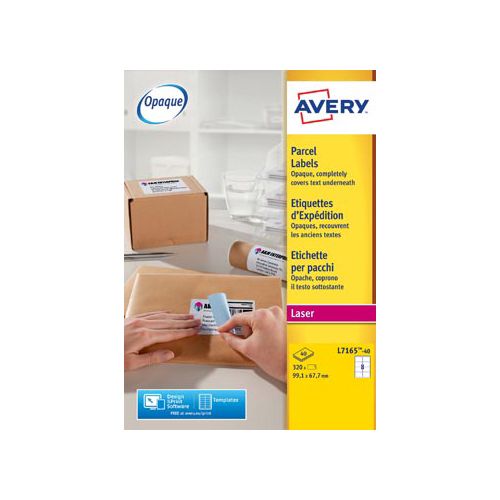 Avery Avery L7165 Verzendetik. Laser wit 40vel. 8 /vel 99,1x67,7mm