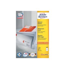 Avery Zweckform Avery Zweckform 3427, Universele etiketten, Ultragrip, wit, 100 vel, 8 per vel, 105 x 74 mm